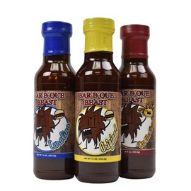 Bar-B-Que Beast BBQ Sauce , 3 Variety Pack , Flavors - Carolina , On The Bay , Original - 15oz ea - Award Winning Barbecue , Carolina & Kansas City Style Barbeque