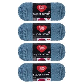 Bulk Buy - Red Heart Super Saver Country Blue Yarn - 4 Pack of 198g/7oz - Acrylic - 4 Medium (Worsted) - 364 Yards - Knitting/Crochet