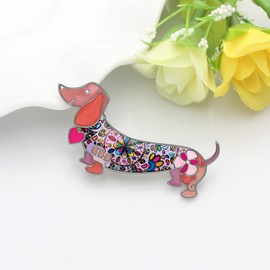NEWEI Enamel Cute Dachshund Gifts Dachshund Brooch Pins for Women Girls Hat Jacket Decoration, enamel, No Gemstone