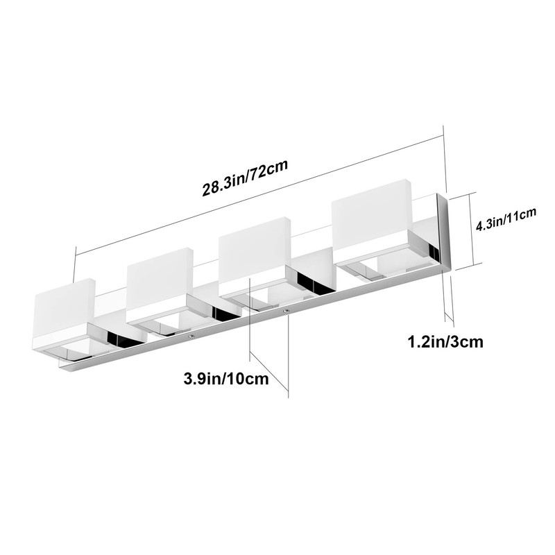 Tipace 4 Lights LED Modern Vanity Light Chrome Bathroom Lighting