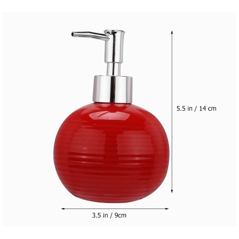 EatingBiting Red Easy-to-Clean Ceramic Hand Soap Dispenser Bathroom Countertop Decorative