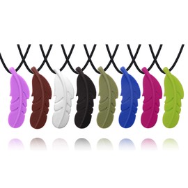 Chew Necklaces for Sensory Kids, Silicone Feather Chewy Toys for Boys and Girls with Autism, ADHD, SPD or Special Needs, Oral Motor Chewable Pendant for Mild Chewers