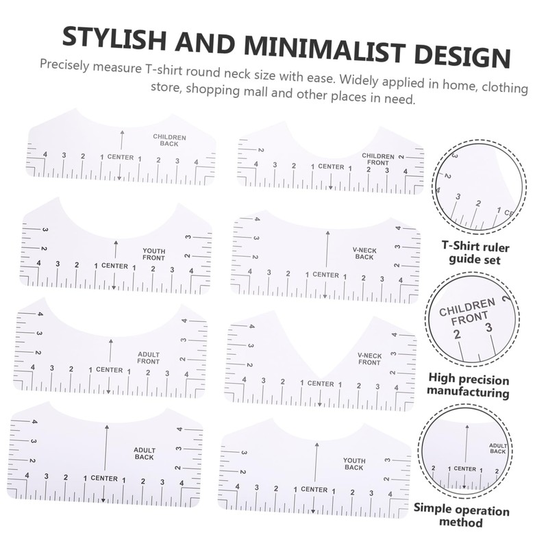 SHINEOFI 8Pcs Shirt Ruler Guide Precise Neck Measurement for DIY