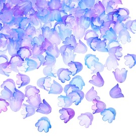 PATIKIL 0.3x0.4" Frosted Flower Beads, 300Pcs Acrylic Flower Bead Caps for Bracelets, Earrings, Necklaces, Jewelry Making and DIY Crafts, Blue Purple
