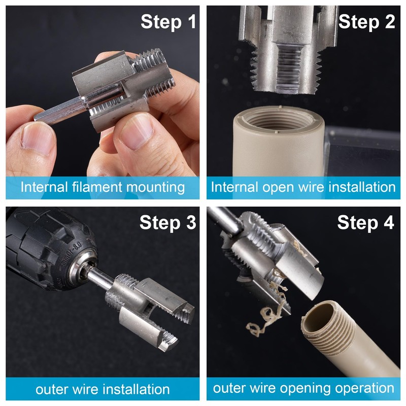 Alpinleux 2 Pcs PVC Pipe Threader, Pipe Threading Tool, Integrated