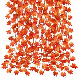 12 Pack Autumn Fall Leaf Garland, 84ft Hanging Fall Vines Maple Garland