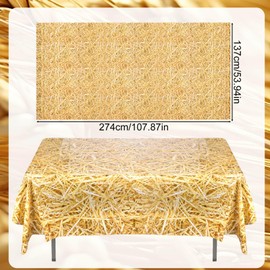 lasuroa 3pcs Straw Table Covers, 107.87x53.94in Plastic Hay Tablecloths Western Cowboy Theme Tablecover Party Decorations Hawaiian Parties Supplies Farm Table Cloth for Party Decoration