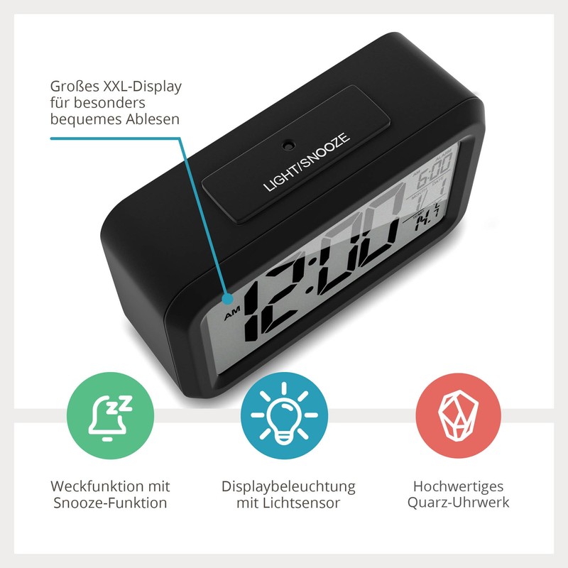 Mebus digitaler Wecker Kunststoff Schwarz normal 1594101