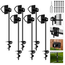 Ground Anchors Screw in Payivsve, Multi-Purpose Trampoline Stakes Heavy Duty, 3" Wider Spiral Mobile Home Anchors Hurricane Earth Anchor for Trampoline, Storage Shed, Swing Sets, Carports(13"-6pcs)