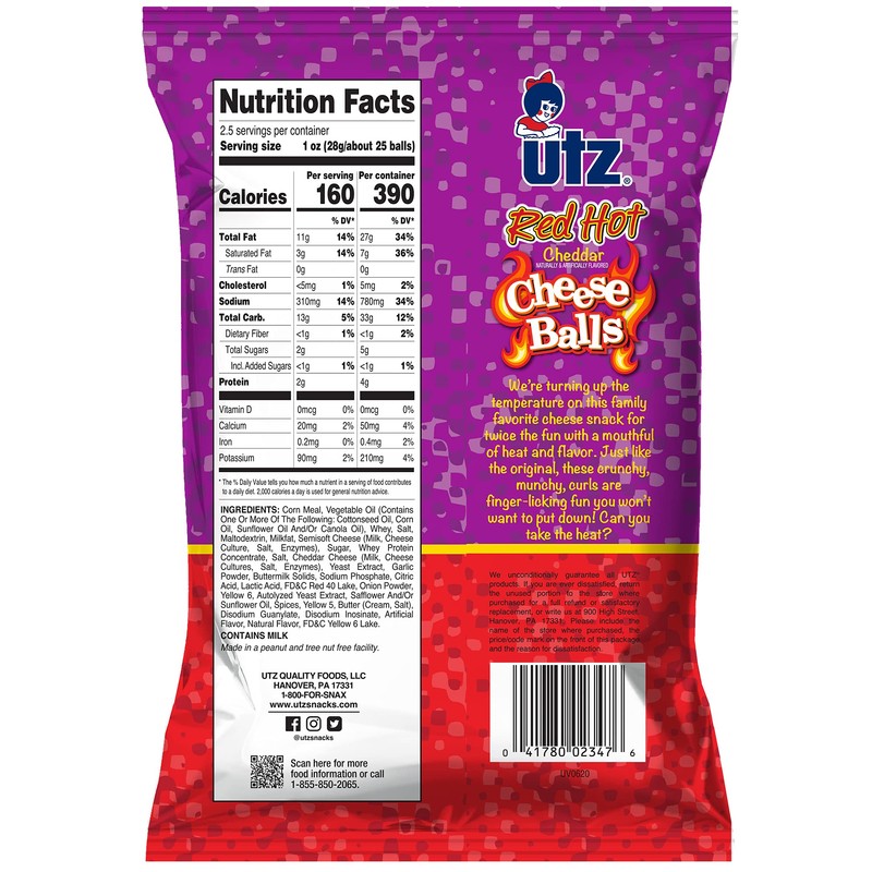 Utz Red Hot Cheese Balls | 2.5 oz | Pack
