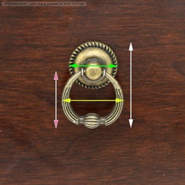 LXZ 6 PCs Vintage Antique Brass Drop Ring Pulls -Drawer Ring Handles – Ring Pull with Single Mounting Hole - Small Size, Ring Size 1-in (26 mm), Pull Height 1.5-in (37 mm)