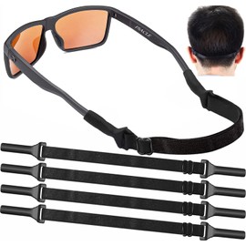 KSACLE Adjustable Glasses Strap - Upgrade 4 Pack No Tail Eyeglass Straps, Universal Fit Rope Eyewear Retainer, Sport Unisex Sunglass Retainer Holder Strap (7.9-12.2 inch, Black)
