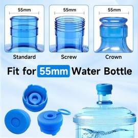 3 & 5 Gallon Water Jug Cap, 3 Pack Reusable Food Grade Silicone Replacement Cap for 55mm Standard/Screw/Crown Tops Water Bottle and Water Dispensers, Non-Spill & Leak Free
