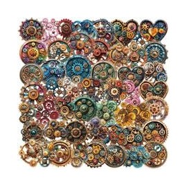 50PCS Transparent Gears Stickers for Water Bottle,Notebook,Guitar,Bumper,Laptop,Luggage,Suitcase,Vintage Cartoon Gear Waterproof Vinyl Sticker,Teens Adults Sticker,Cool Aesthetic Graffiti Decals