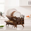 HBlife Dish Rack,Teak Folding 2-Tier Collapsible Drainer Dish Drying Rack