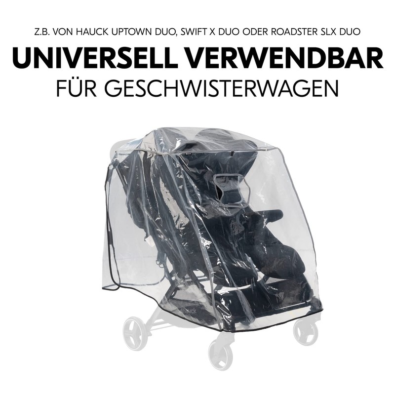 Hauck Universal Rain Cover Twin Pushchair Sibling Pushchair Reflective Border