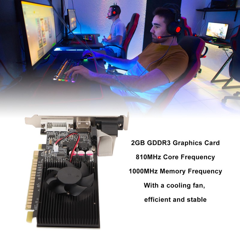 GT730 2GB GDDR3 Graphics Card Single Cooling Fan 64 Bit