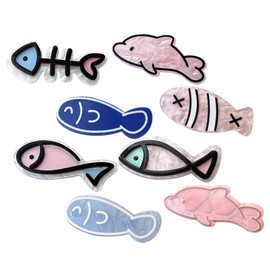 Baluue Cartoon Hair Clips Set of 8 Cute Mini Fish Hairpins for Girls Small Decorative Hair Accessories for Teens and Women for Daily Use and Special Occasions