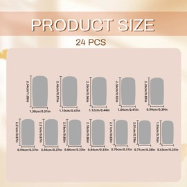 GlamRays 24Pcs Black and Grey Asymmetrical Striped Long Coffin Shape Press-On Nails, Sweat Goth Style, Suitable for Daily Wear for All Women