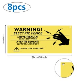 AIEX 8 Pieces Electric Fence Warning Signs 10 x 4 Inch Plastic Caution Danger Signs No Touching Or Climbing Sign For Danger Electric Fence Sign Farm Home