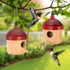 2 Pack Window View Wooden Bird Houses for Outside, Hanging