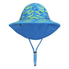 FEOYA Children's Sun Hat with UV Protection Unisex Girls Boys Children's Hat Fishing Hat Summer Hat with Chin Strap Outdoor Neck Protection UV 50+ Protection 3 Months - 10 Years, Sea Blue