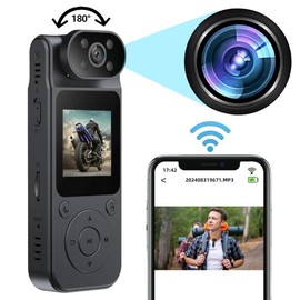 4K Action Camera, Portable Sports Camera with 180-Degree Rotatable Lens, Vlogging Camera,Recording Camera, Portable Camera, Mini Sports DV Camera Suitable for Outdoor, Travel, Travel Accessories