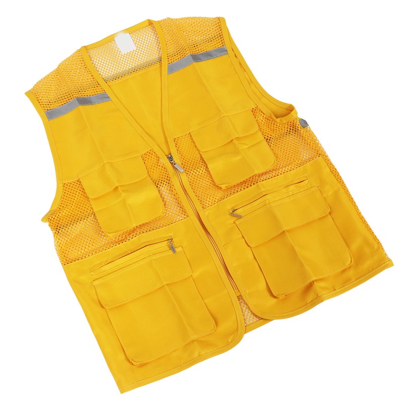 Volunteer Vest for Event Work Clothes with Multi Pockets Yellow