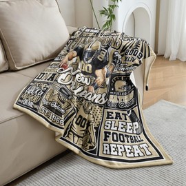 VIGKOIR Gold Throw Blanket, Football Team Color Blanket Gifts for Men Women Football Fans, 60"x50" City Football Blanket for Sofa Bed Chair