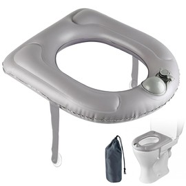 Umllpet Inflatable Toilet Seat Cushion with Suction Cup, Inflatable Seat Cushion, Orthopaedic, Grey Inflatable Seat Cushion, Toilet Seat Raiser Seat Ring for Adults, Seniors, Disabled