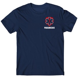 Qraphic Tee Paramedic t-Shirt, DryBlend with Front and Back Screen Print. (Small, Navy)