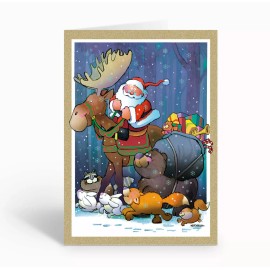 Stonehouse Collection Santa and Forest Animals - 18 Christmas Cards and Envelopes - 20123