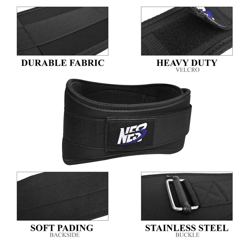 Adjustable Neoprene Weight Lifting Belt for Strength Training (Black, M)