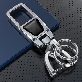 Aeuihmebg Keychain Key Ring Car Key Chain for Men and Women Heavy Duty Car Motorcycle Key Business Gift for Him or Her, Silver Father's Day Gift