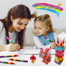 ICEPAPA, Pack of 7 wax crayons, stackable pencils for children, party bags, ideal as party bags, children's birthday, giveaways children's birthday or small gifts for children (7 colours in 1)