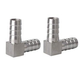 Metalwork 304 Stainless Steel Hose Barb Fitting 90 Degree L Right Angle Elbow, 1-1/4" Barbed x 1-1/4" Barbed, Pack of 2