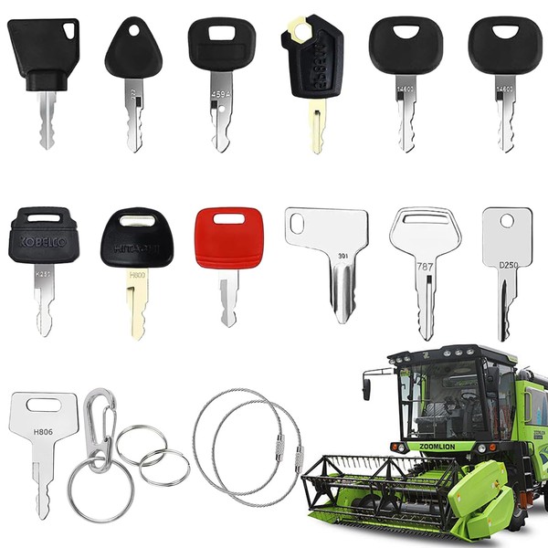 Dncvb 18 Pcs Lgnition Starter Set, Digger & Excavator Keys