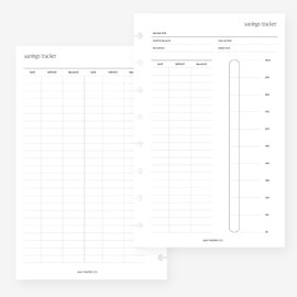 Half Letter Savings Tracker Planner Insert 8-Disc Agenda Refill for Levenger Circa Junior, Arc by Staples, TUL Junior 5.5 x 8.5 in