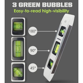 URASISTO 2 Pack Torpedo Level 9-INCH Level with 45°/90°/180° Bubbles, Small Measuring Tool