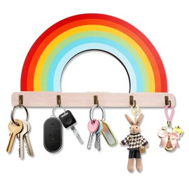 Corpower Key Holder Wall Key Holder Modern Key Hook Key Rack Key Hanger with 5 Hooks for Entrance, Front Door, Hallway, Kitchen, Office (Rainbow)