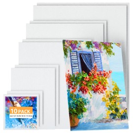 MaxGear Canvas for Painting, 10 Pack Art Paint Canvas Panels Set Boards - 4x4, 5x7, 8x10, 9x12, 11x14 Inches 100% Cotton Primed Painting Supplies for Acrylic Oil Watercolor Paint Tempera