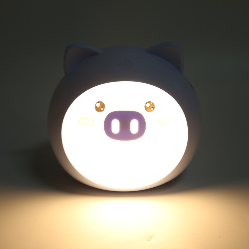 Cute Pig Night Lamp Stepless Dimming 3 Levels Brightness USB