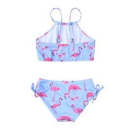 QPANCY Traje de baño de 2 piezas para niñas con correa ajustable, Flamingo 713, 2-3T