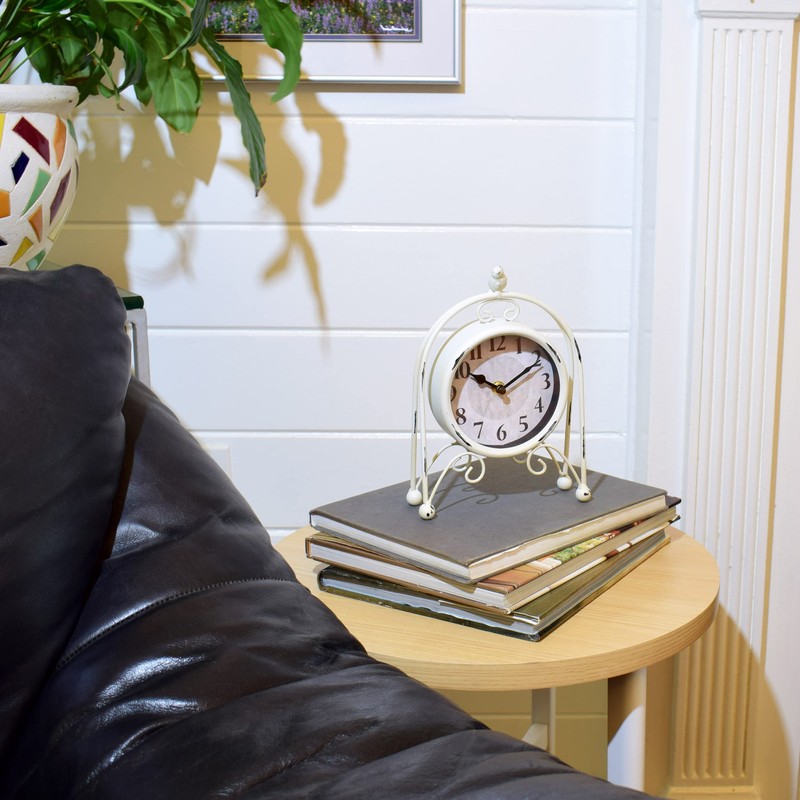 Westclox Vintage Style Analog QA Metal Bird Table Clock -