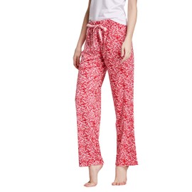 CYZ Women's Fleece Sleep Pajama Pant, Red Flower, Womens Size: Large