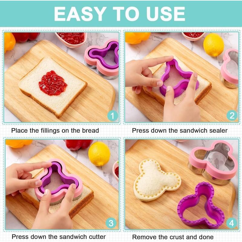 UKKQES Sandwich Cutter for Kids Lunch 22 Pcs (Large), Sandwich