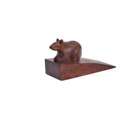 Door Stopper Wooden Handcarved Wedge Door Stop Decorative (Mouse Shape)