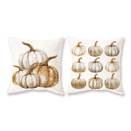 TAJWE Fall Pillow Covers 18x18 Inch Set of 2 Pumpkins Autumn Decorative Pillowcases Farmhouse Seasonal Thanksgiving Harvest Cushion Cases for Sofa Couch Home Decor