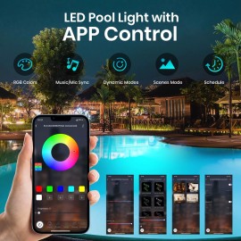 Unbranded LED Pool Lights with APP & Remote Control, RGB Submersible Led Lights for Pool