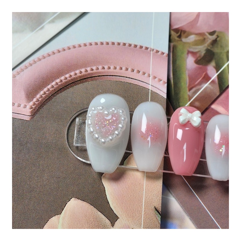 Shy Pink Cheek Nail Tips - Oval / 부끄부끄 핑크